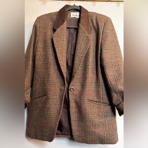Vintage Wool Tweed Blazer w/ Suede Collar | 6